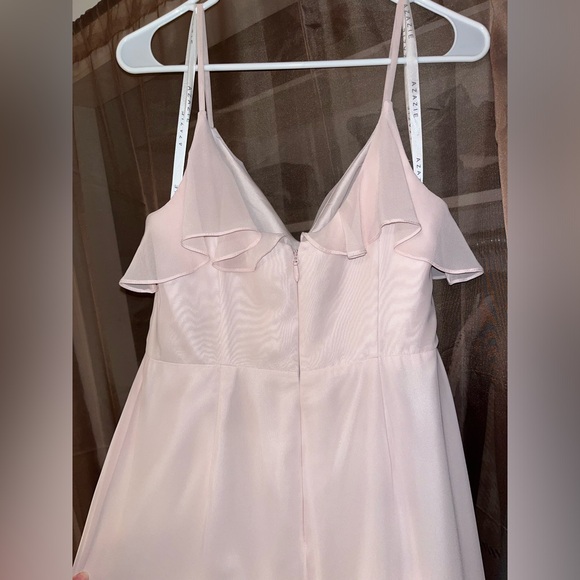 Azazie Natalia Blushing Pink A-Line Chiffon Dress - Picture 5 of 15